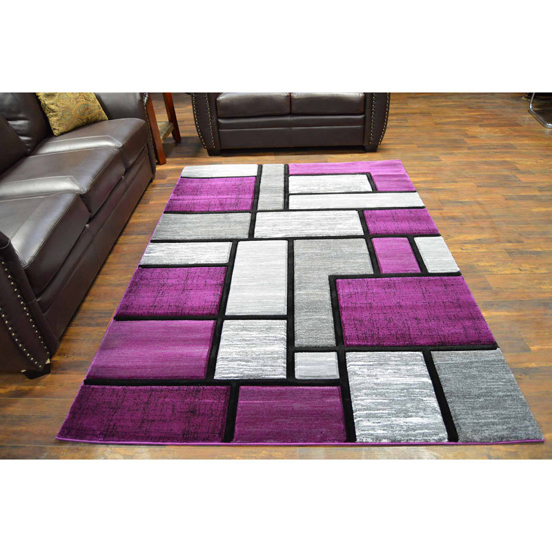 Ivy Bronx Mccampbell Geometric Purple/Gray Area Rug & Reviews